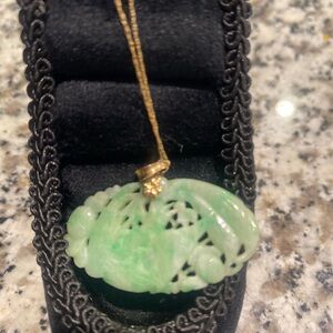 Expensive,Vintage jadeite Jade Pendant with 14k bail and 10k gold Necklace